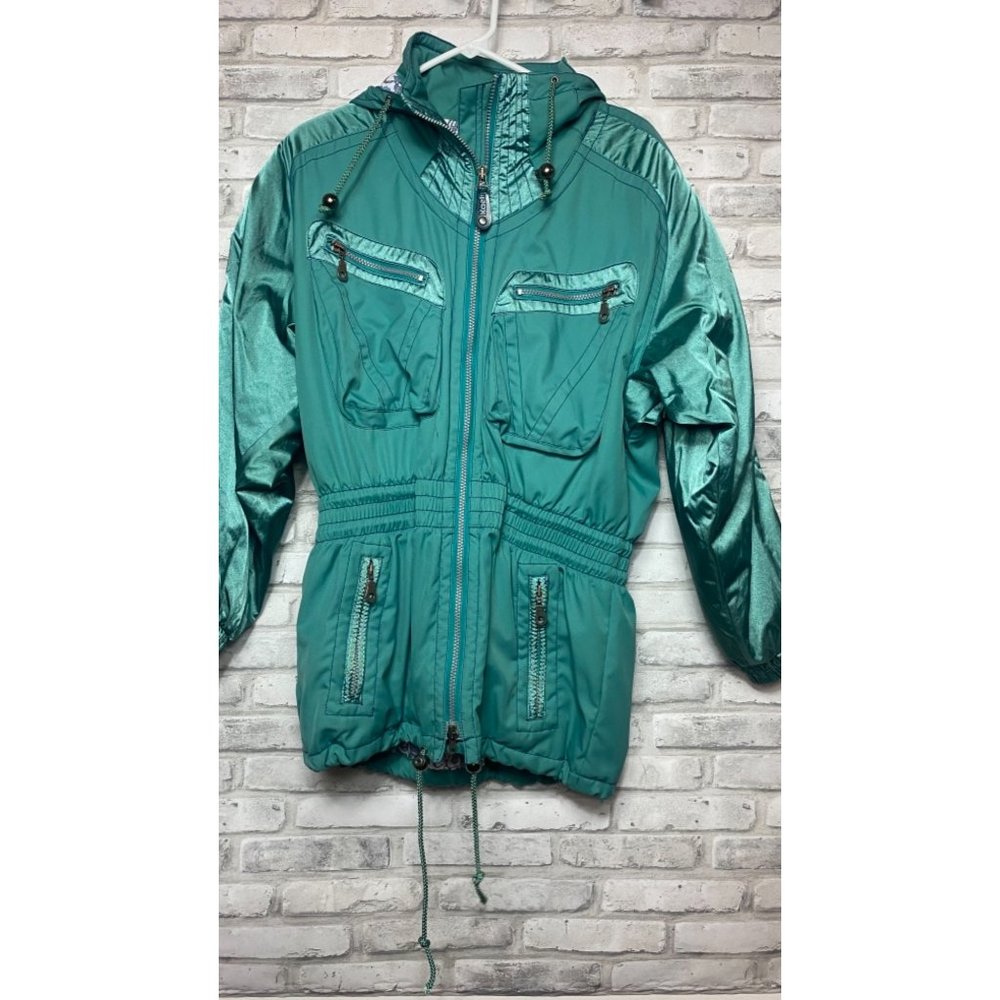 Kaelin Solar Power Women's Iridescent Green Jacket (6)/Pants (8) Vintage 80-90
